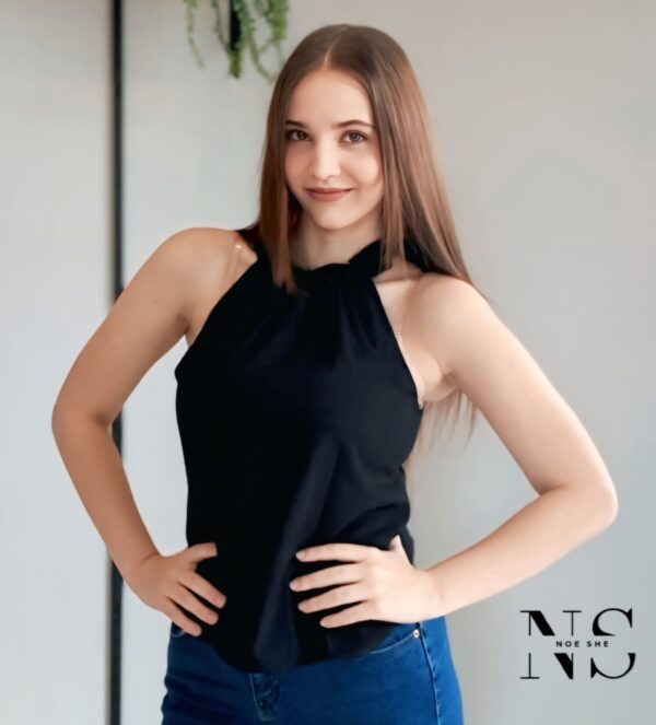 Frilled Neck Keyhole Blouse - Image 2
