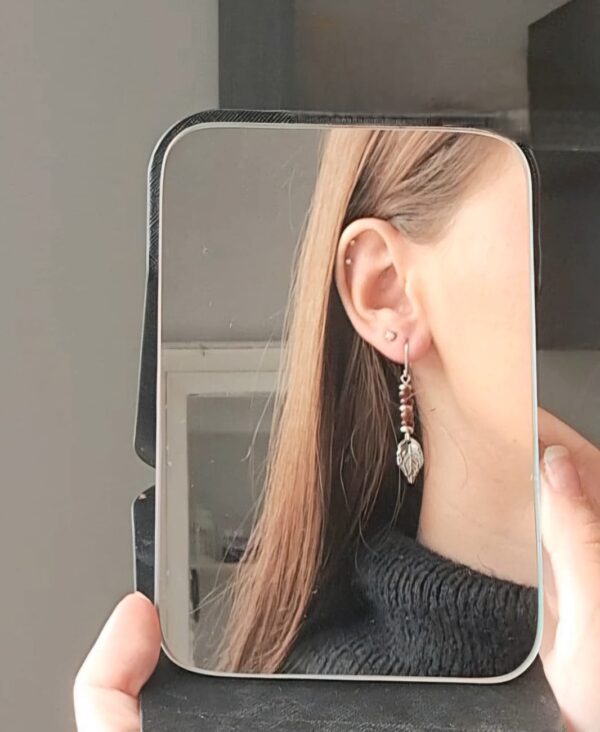 Bead Leaf Pendant Earring - Image 2