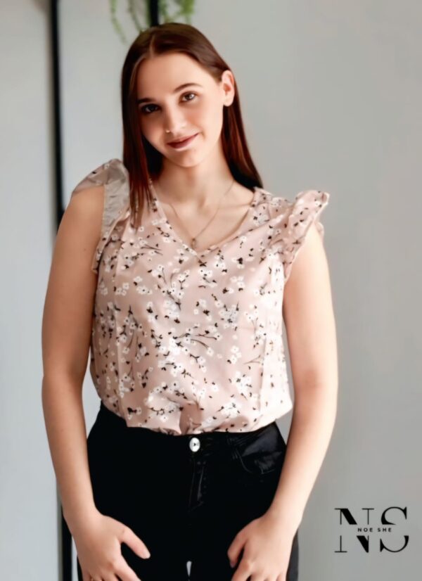 Floral Apricot Blouse - Image 3