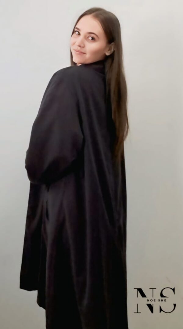 Long Ladies Coat Black - Image 3