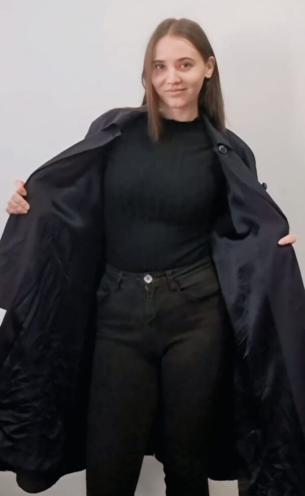 Long Ladies Coat Black - Image 2