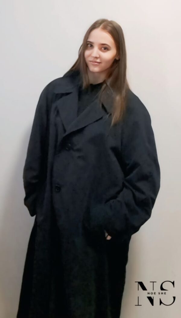 Navy Blue Long Ladies Coat - Image 4
