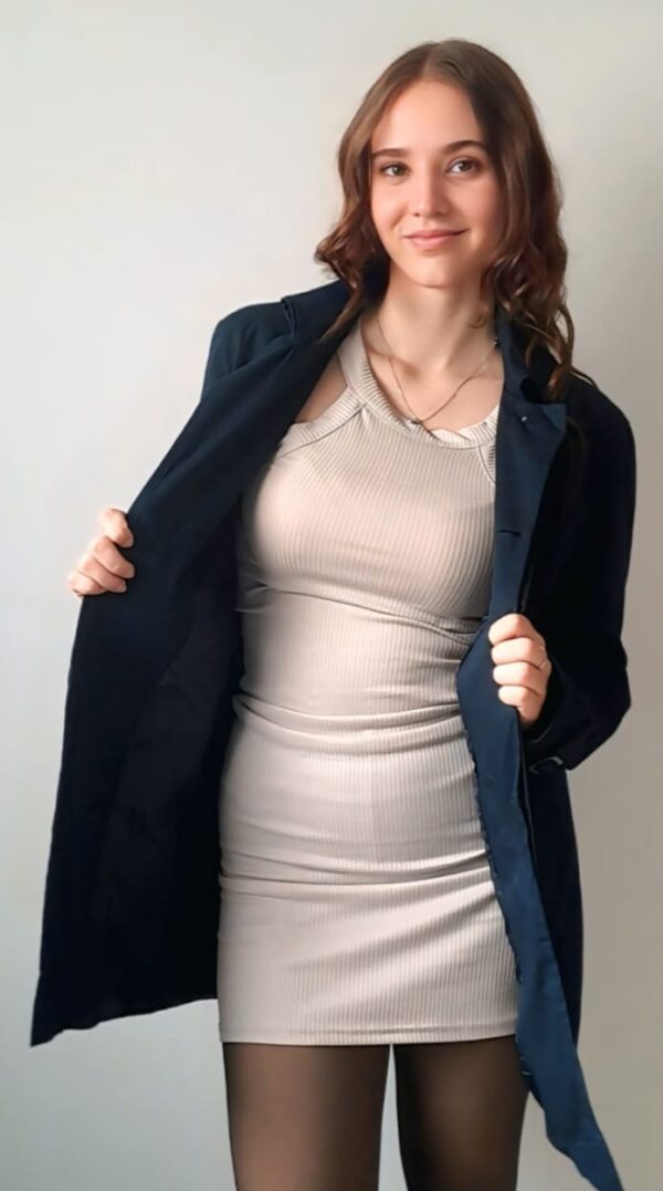 Navy Blue Ladies Coat - Image 3