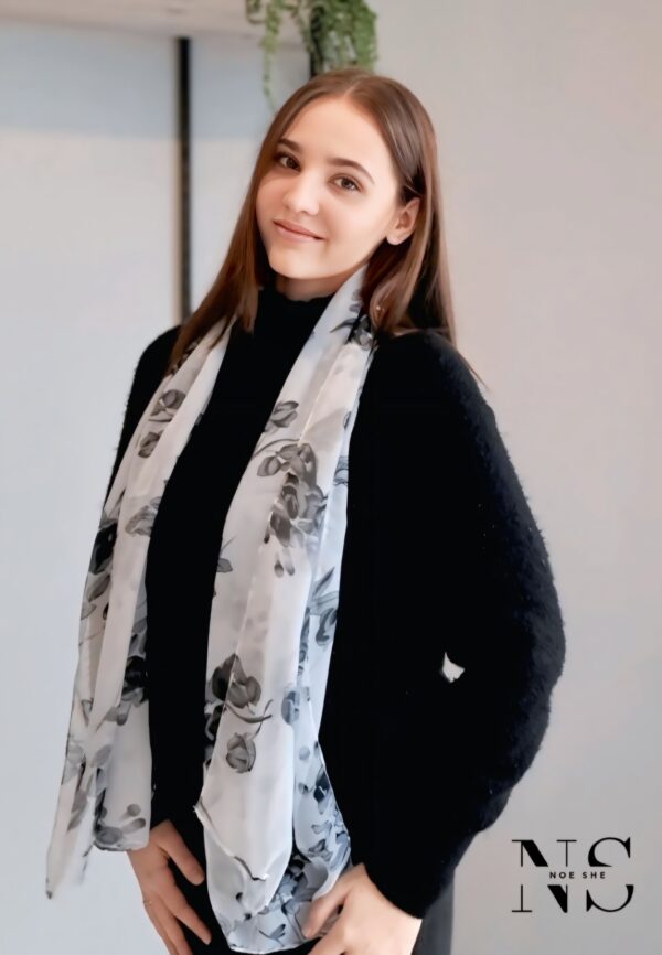 White Rose Print Scarf - Image 2