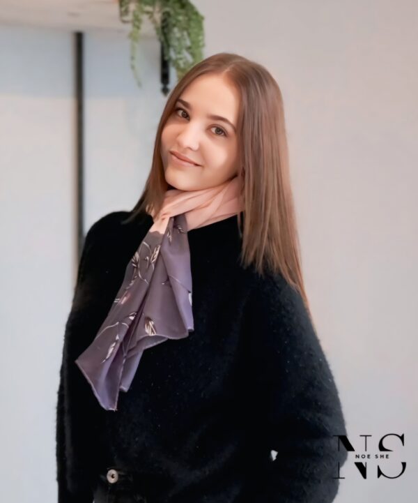 Purple Floral Print Scarf - Image 4