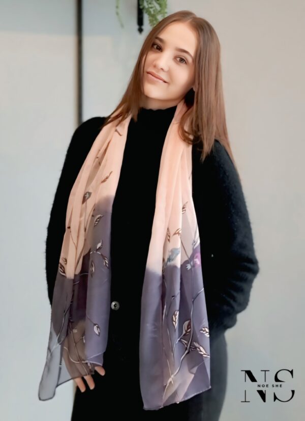 Purple Floral Print Scarf - Image 2