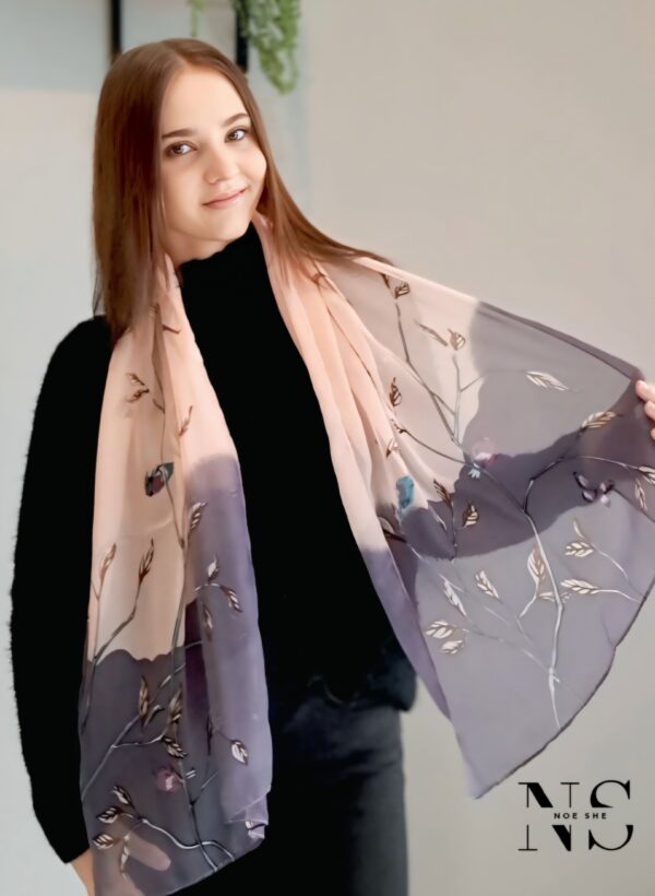 Purple Floral Print Scarf