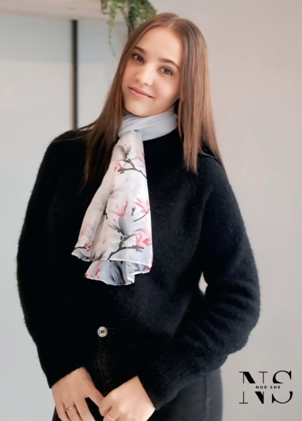 White Floral Print Scarf - Image 4