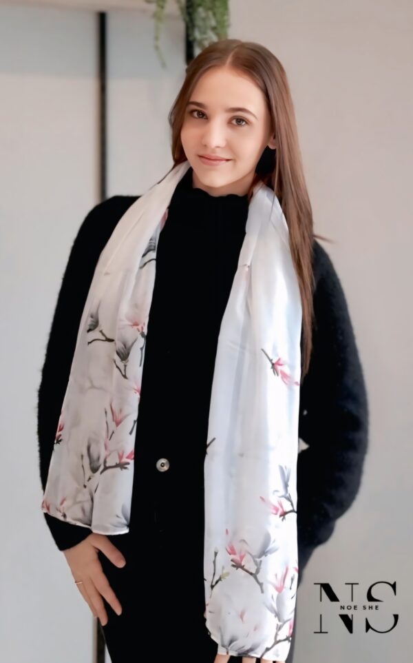 White Floral Print Scarf - Image 2