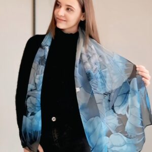 Blue Floral Print Scarf