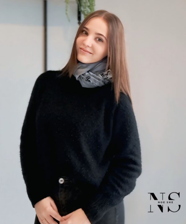 Grey Floral Print Scarf - Image 3