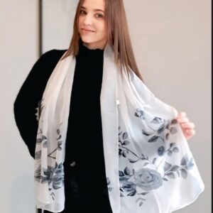 Thin Rose Print Scarf